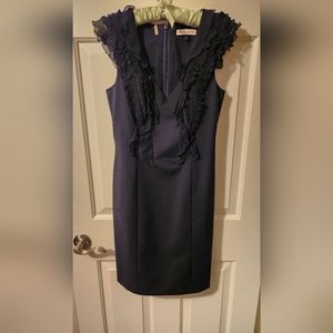 Rebecca Taylor Navy Blue Ruffle Dress